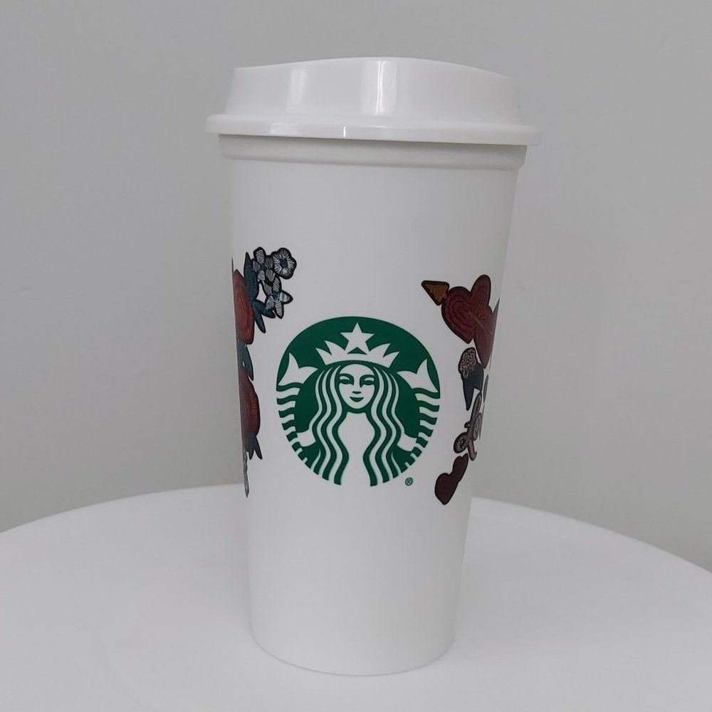 Starbucks 2014 Love Flowers Reusable 16oz Plastic Cup